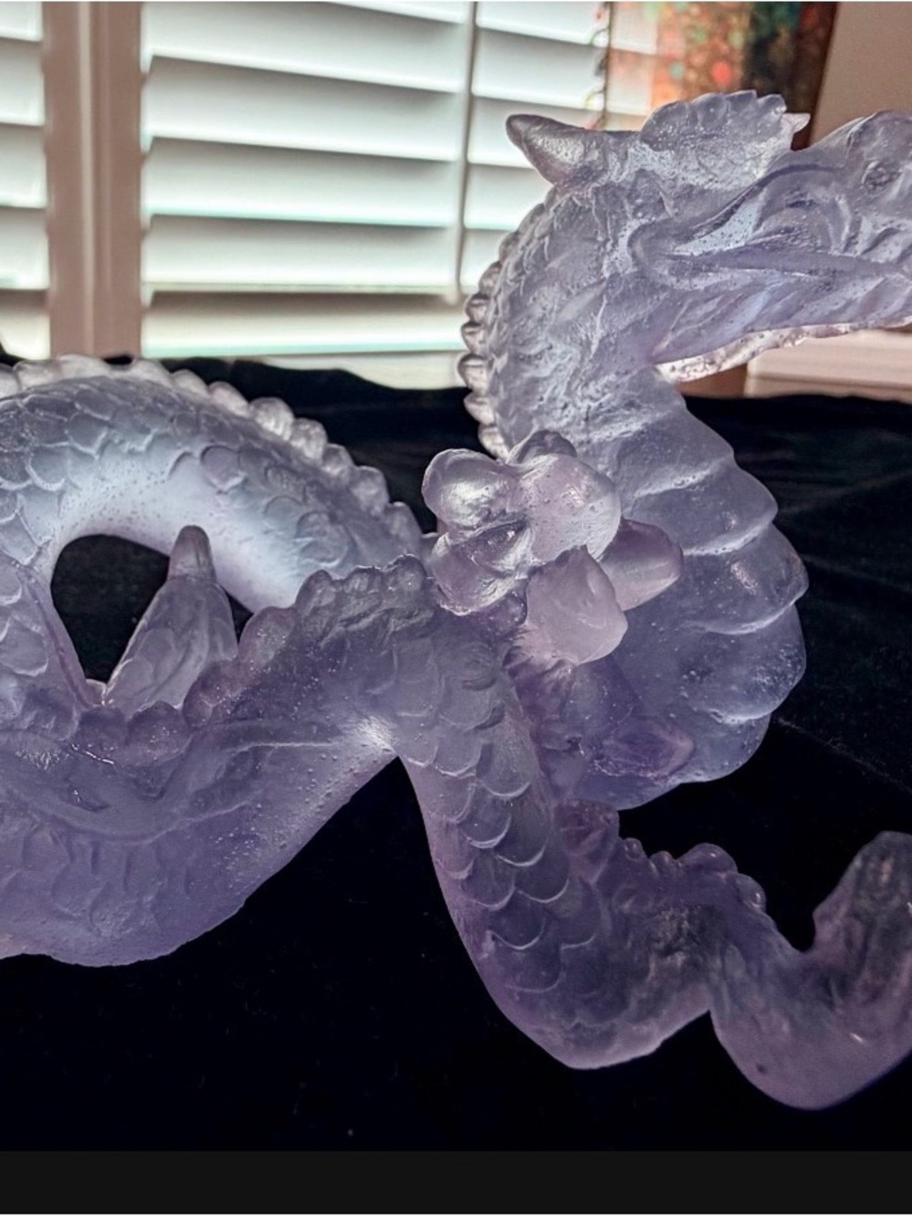 Rare/limited signed Daum France Amethyst Crystal Dragon Sculpture Pate de Verre